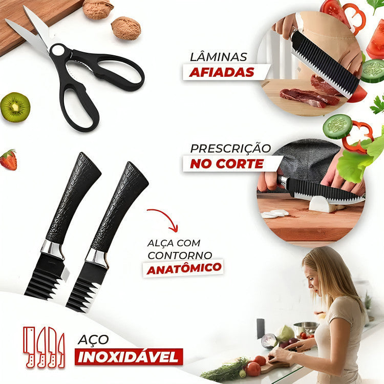 Kit Churrasco Facas Profissionais Antiaderente 6 Peças