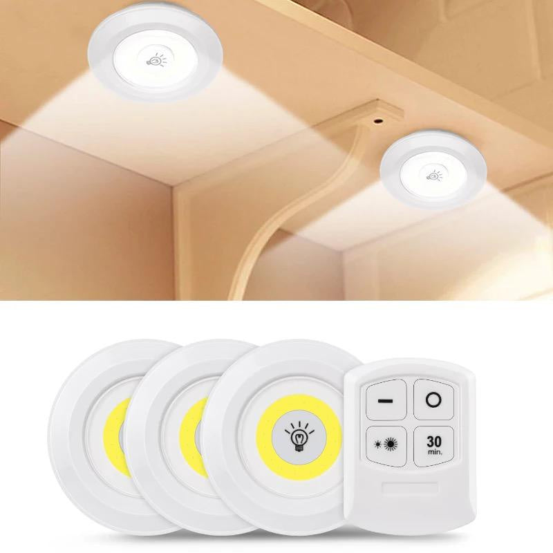 Kit 3 Lâmpadas Luminária Led Spot Sem Fio Controle Remoto