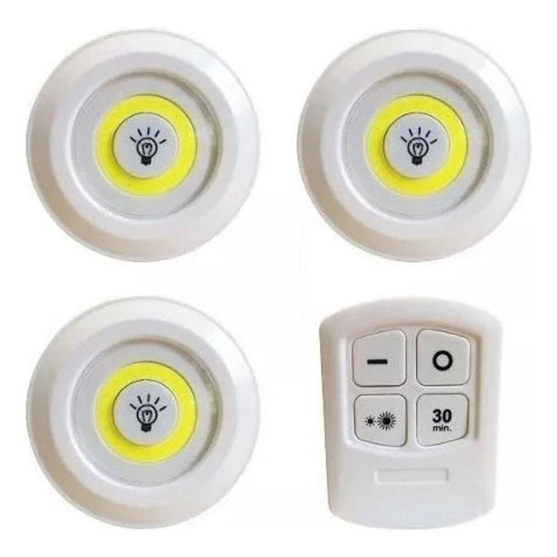 Kit 3 Lâmpadas Luminária Led Spot Sem Fio Controle Remoto